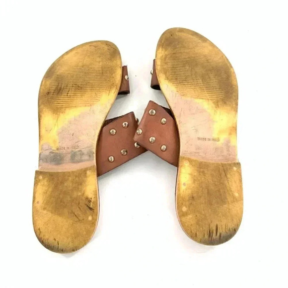 niccolo vacari womens sandals 10 brown Italian leather straps studded slides - Picture 8 of 12